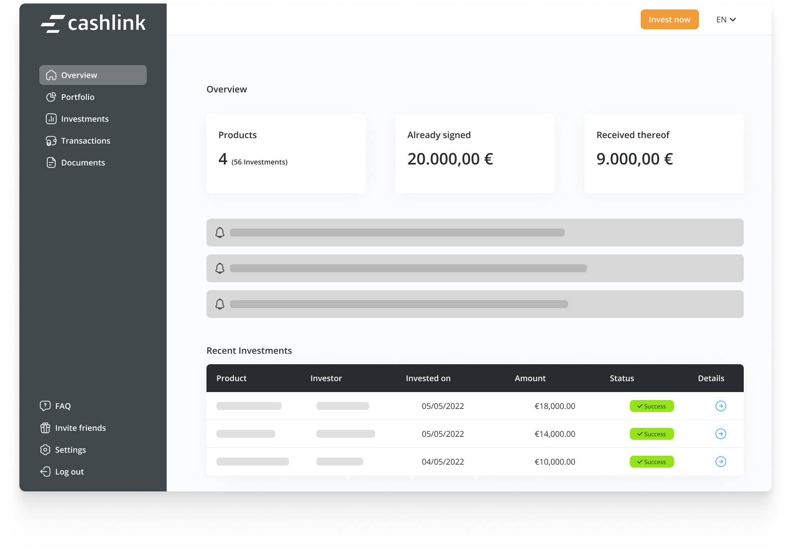 User-Interface der All-In-One-Solution von Cashlink